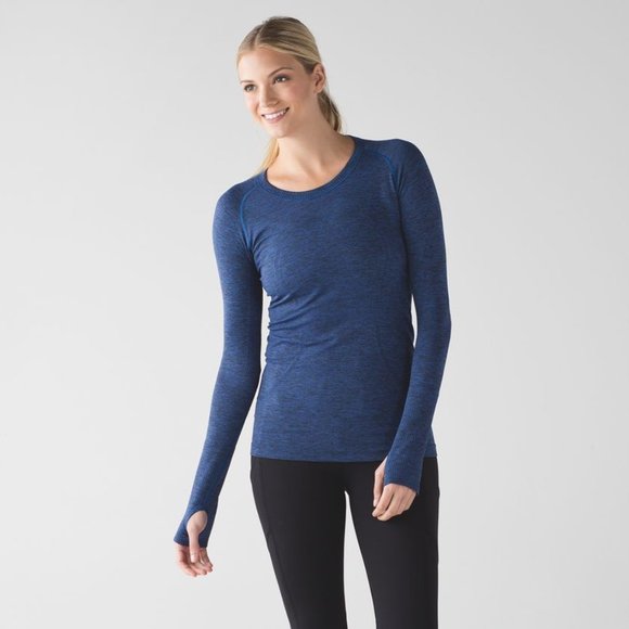 lululemon athletica Tops - lululemon Swiftly Tech LS Black/Sapphire Sz 12